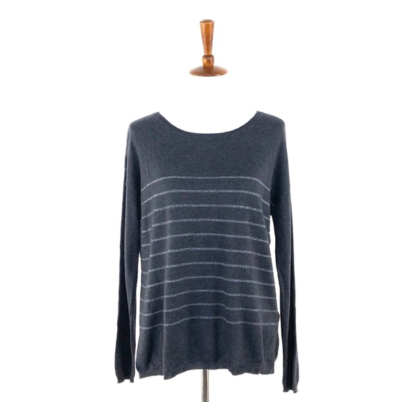 Joie Sweaters - Joie Grey Metallic Stripe Long Sleeve Sweater